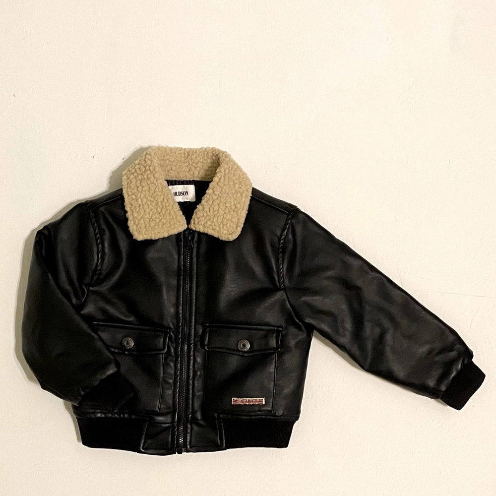 Leather bomber jacket